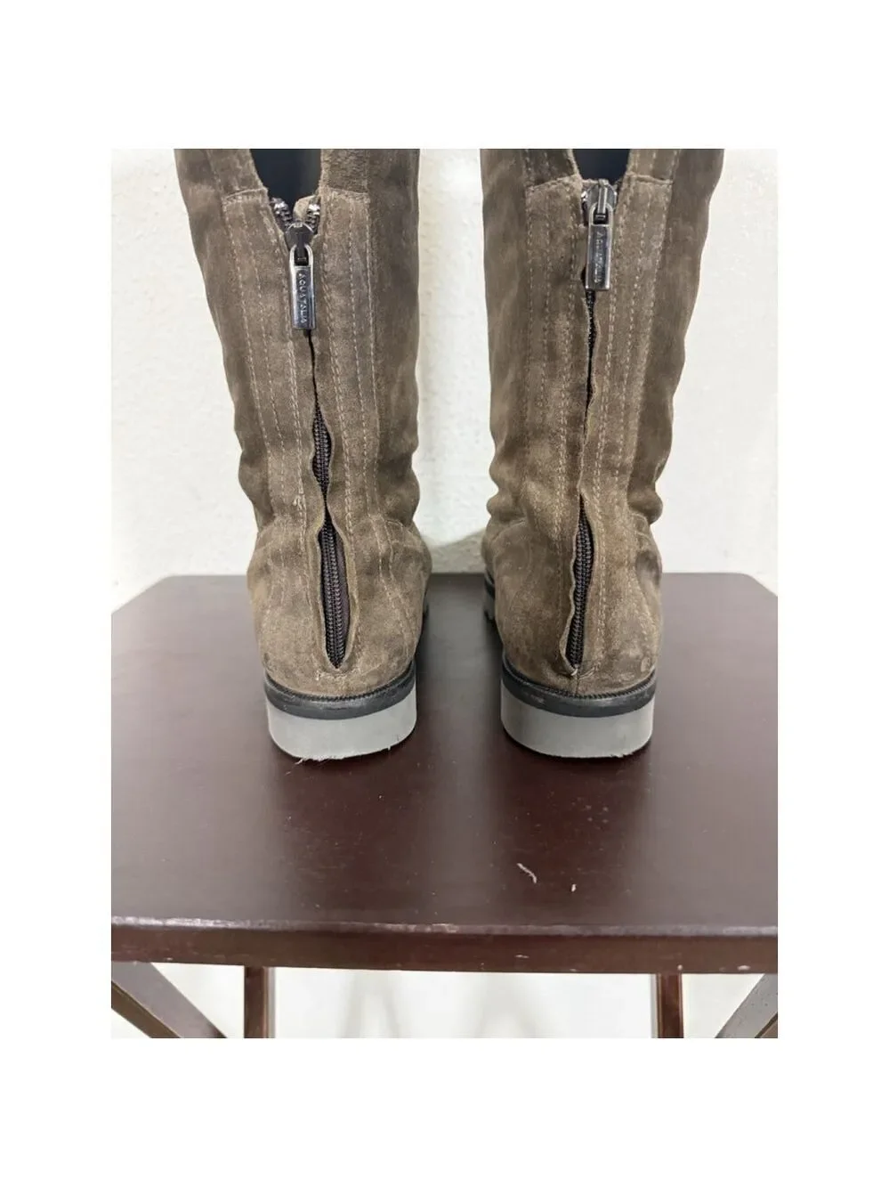 Aquatalia Marvin K Chelsea Suede Fold Cuff Boots 9.5 Women Brown Faux Fur $382